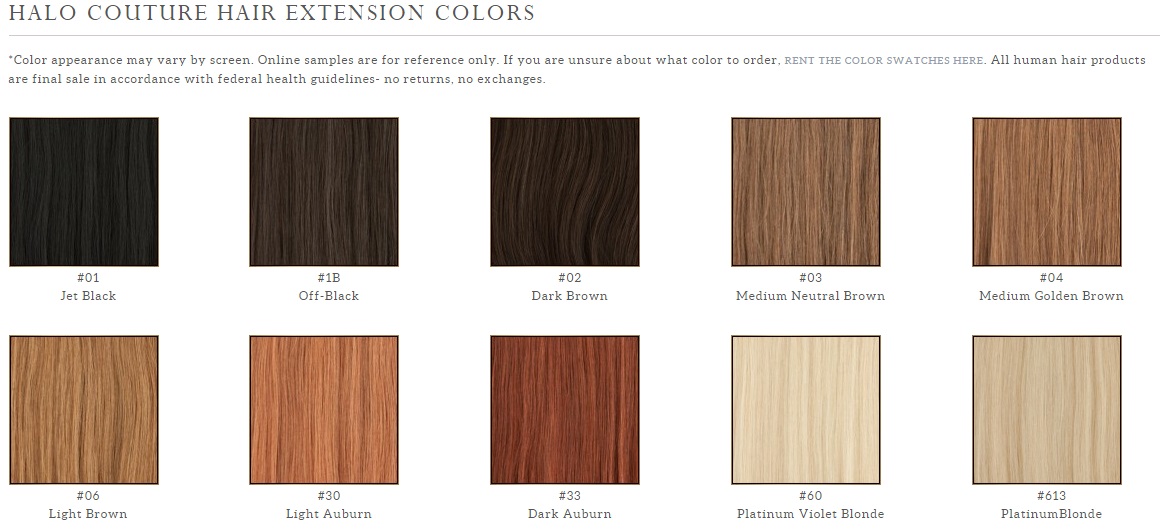 Halo Hair Extensions Color Chart